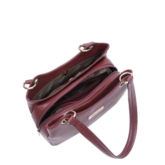 Cherry Red Leather Women Top Handle Shoulder Hobo Bag Ladies Satchel Handbag - Picture 5 of 10